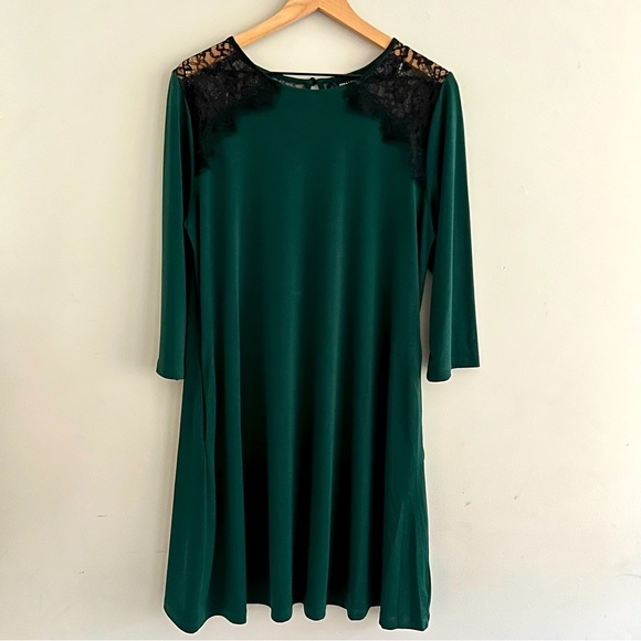 Green Trapeze Style Dress size Large - Picture 1 of 8